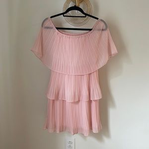 Off The Shoulder Sleeveless Tiered Ruffle Pleated Short Party Dress